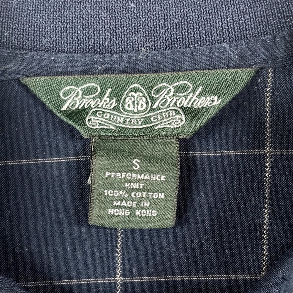 Brooks Brothers Country Club Mens Small Polo Shirt Navy Blue Windowpane Check S - Picture 5 of 6
